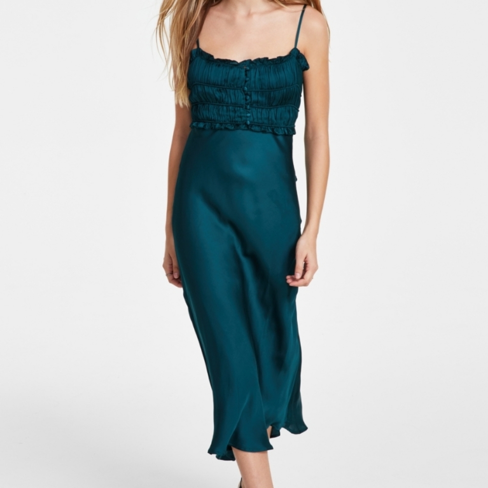 NWT ASTR The Label Teal Smocked Midi Dress